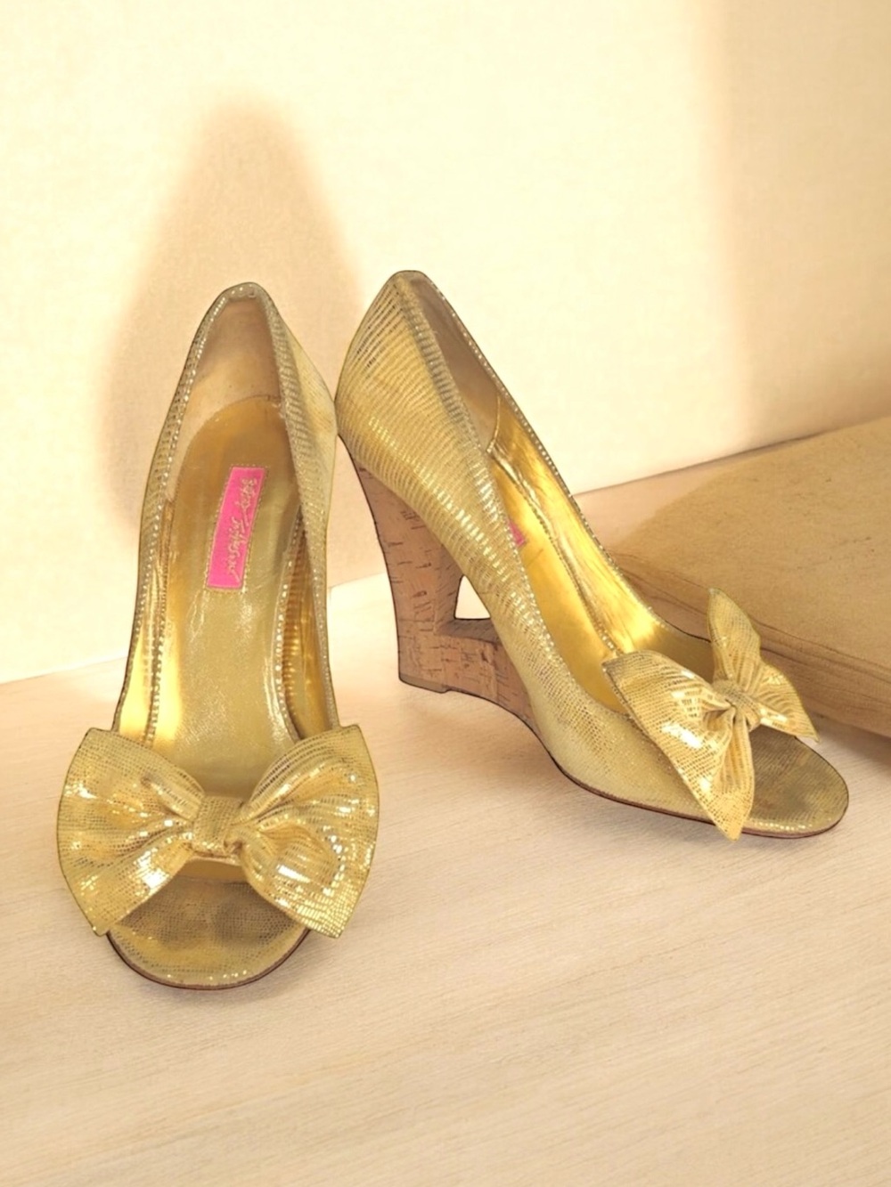 Betsey Johnson Metallic Gold Pumps Wedges